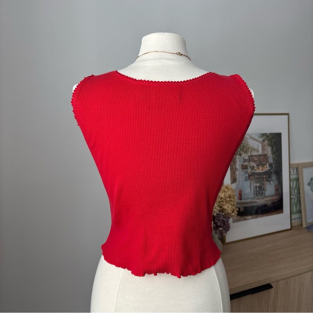Liz Claiborne Red Ribbed Tank Top - Picture 3 of 5